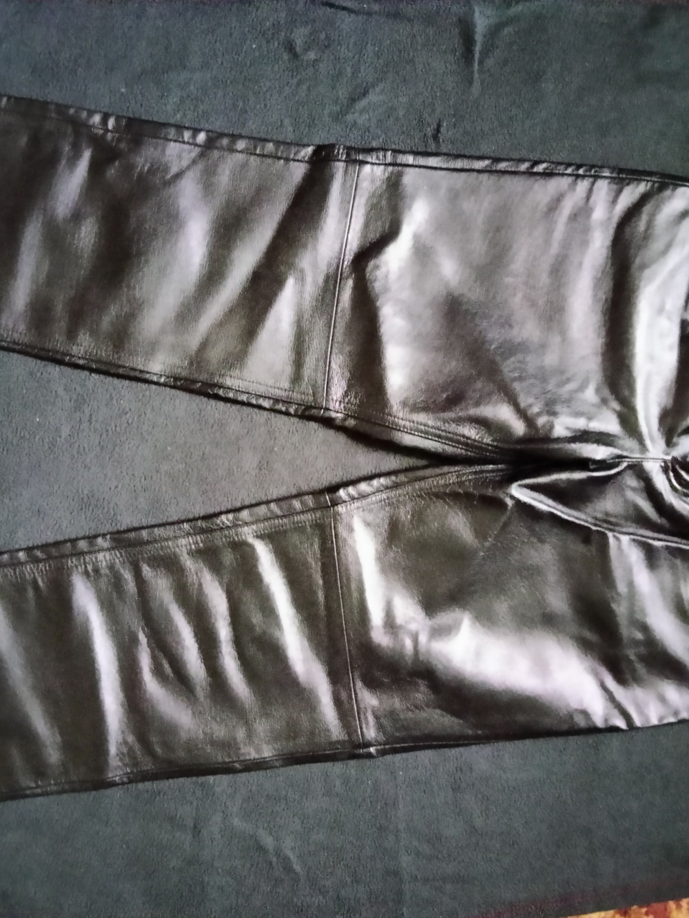 Women’s Black Natural Leather Jeans. 39" Length